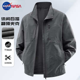 NASA新款男士春秋外套连帽休闲夹克青年上衣户外运动立领宽松夹克