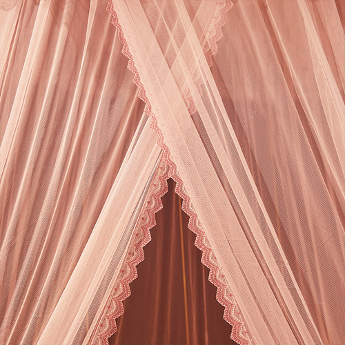 Summer new princess mosquito net canopy home-use installation-free palace-style single-door lace floor-length bed canopy extra-large bed