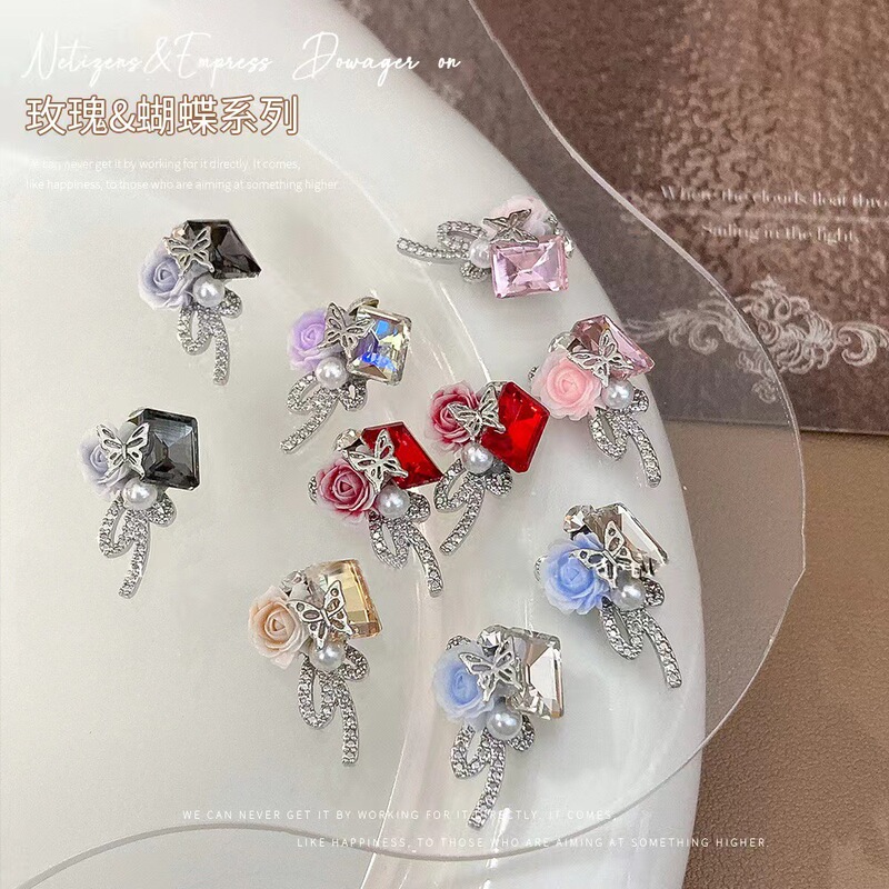 Cyber Celebrous Nail Art Jewelry Butterfly Camellia Crooked Heart Pile Diamond Maillard Pearl Alloy Nail Accessories Flower Diamond Ball Cyber Celebrous Nail Art Jewelry Butterfly Camellia Crooked Heart Pile Diamond Maillard Pearl Alloy Nail Accessories Flower Diamond Ball