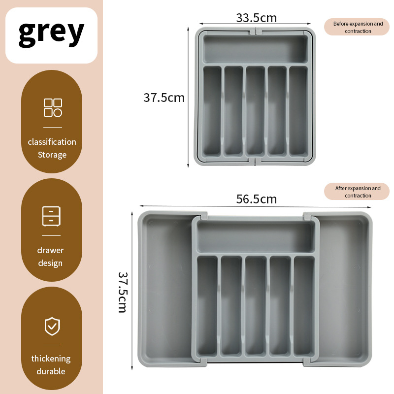 Transfronterizo Expandable Utensil Tray Cuchillo y tenedor ajustable Caja de almacenamiento de vajilla Caja de acabado de cajón