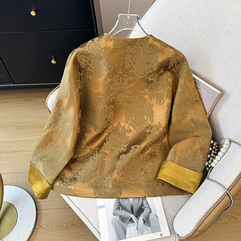 Autumn retro long-sleeve, jacket, Chinese style, with embroidery