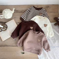 Baby fleece sweatshirt spring and autumn thickened baby clothes girls winter clothes boys bear tops warm children's clothing