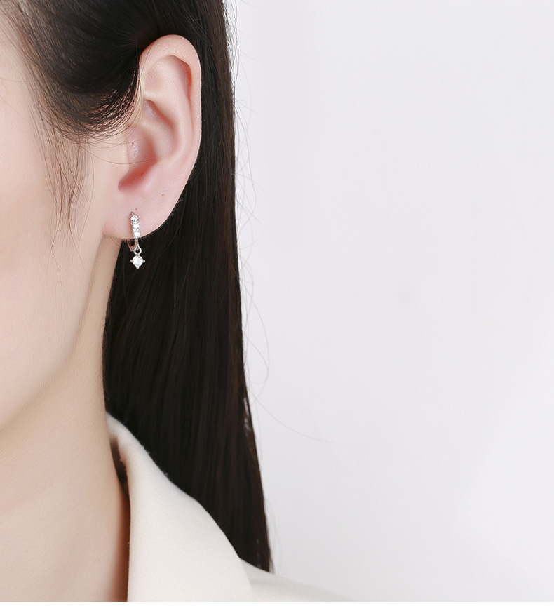 1g Weight 925 Sterling Silver Ear Needle Material Zircon Inlay Material 1 Pair 925 Sterling Silver Zircon 925 Sterling Silver Earrings Geometric Hoop Earrings