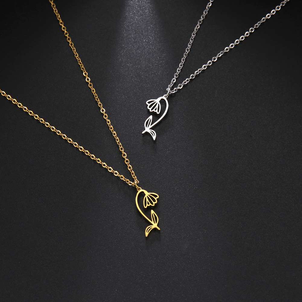 Fashion Flower Stainless Steel Plating Pendant Necklace 1 Piece