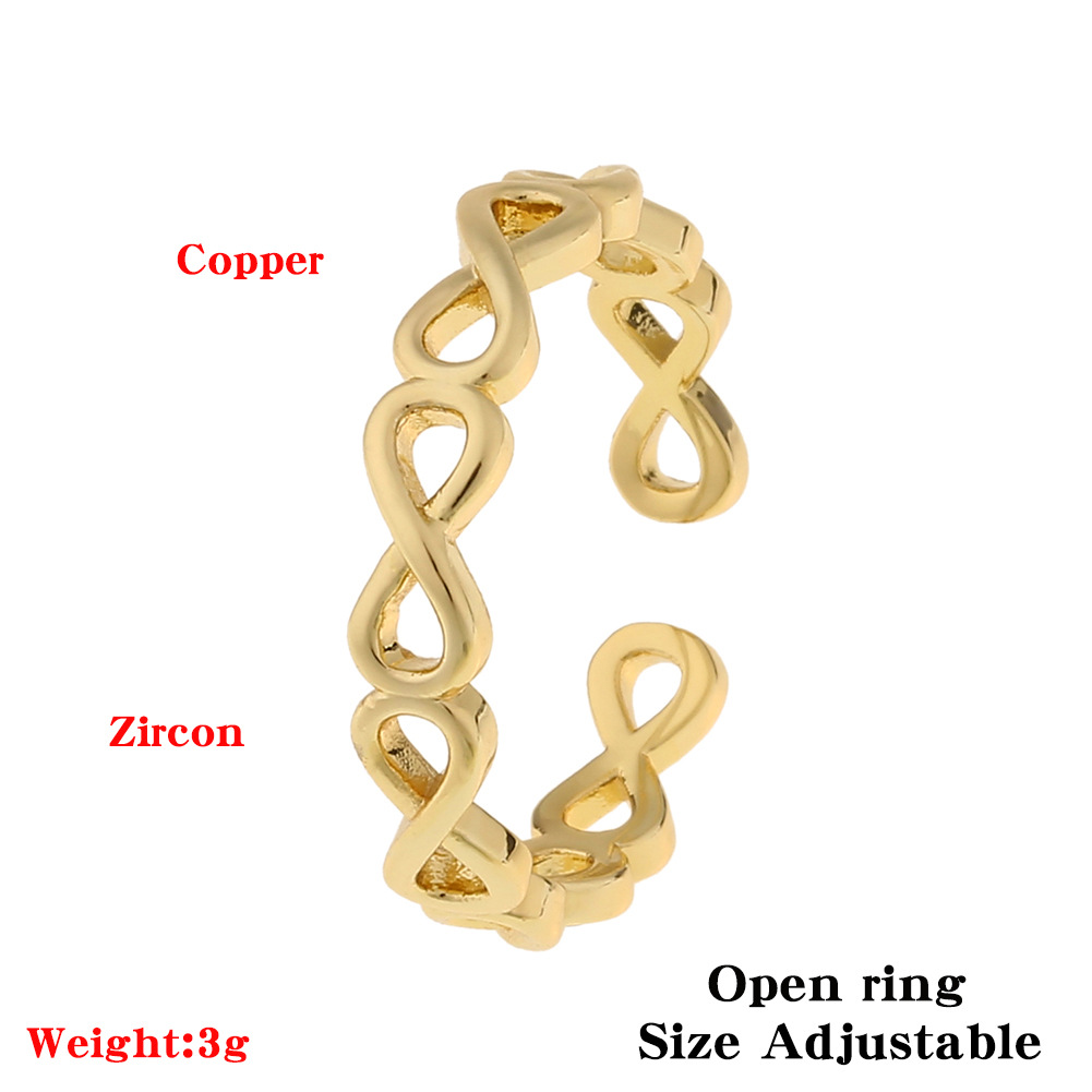 fashion copper plated real gold 8 shape open ring
