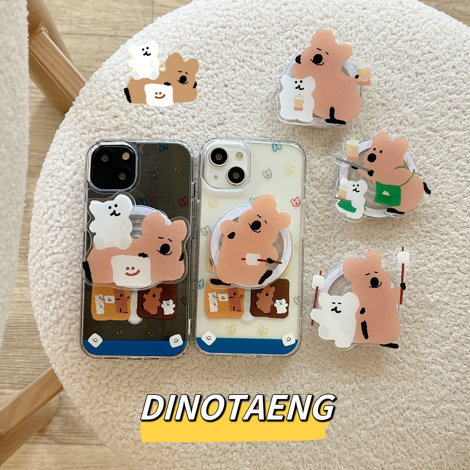 Cartoon cute persimmon bear mobile phone bracket for magsafe magnetic mobile phone desktop lazy artifact portable