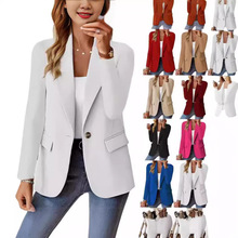 2025跨境爆款女装速卖通亚马逊秋冬新款纯色时尚休闲西装短外套女