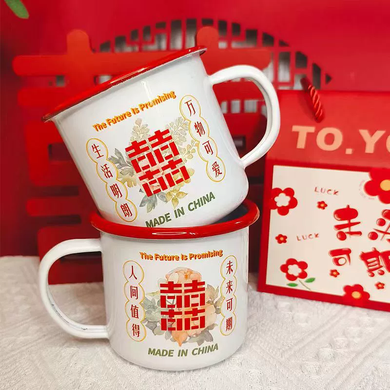 Red festive durable high quality enamel, wedding gift, increased thickness