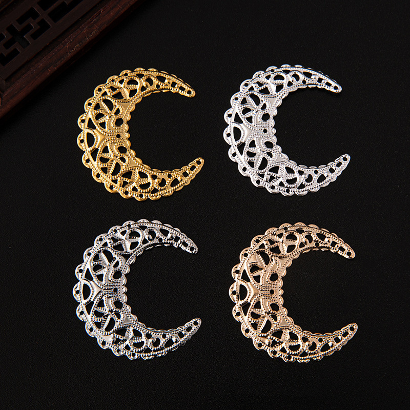 Free Shipping Handmade DIY Moon Flower Piece Iron Accessories Silver Guizhou Ethnic Minority Step Headwear Tassel Accessories Wholesale