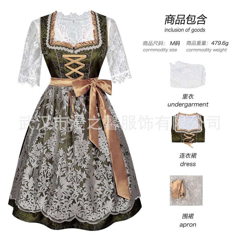 2025年ドイツミュンヘンビール祭 バイエルン風コスチューム レース付きメイド服 ステージ衣装|undefined
