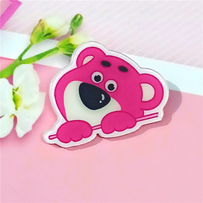 Dibujos animados ins lindo suave lindo fresa oso acrílico broche Estudiante Premio insignia bolsa colgante joyería parche