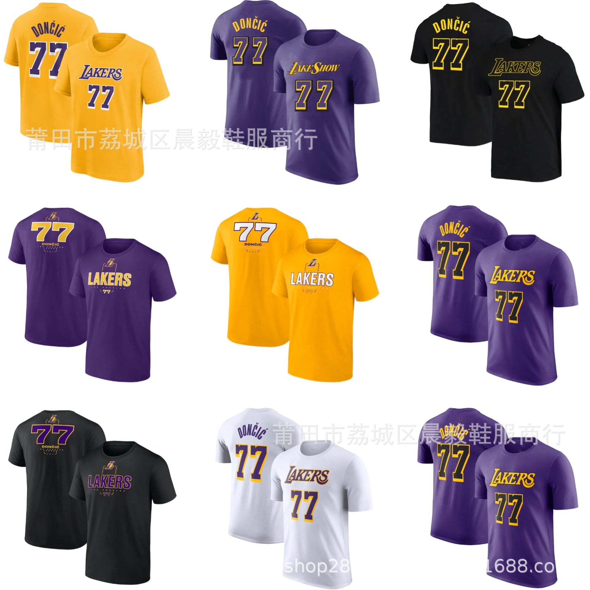 Foreign Trade Cross-Border New Jersey Lakers No. 77 Doncic Basketball Sports T-Shirt Men's Casual Running Jersey