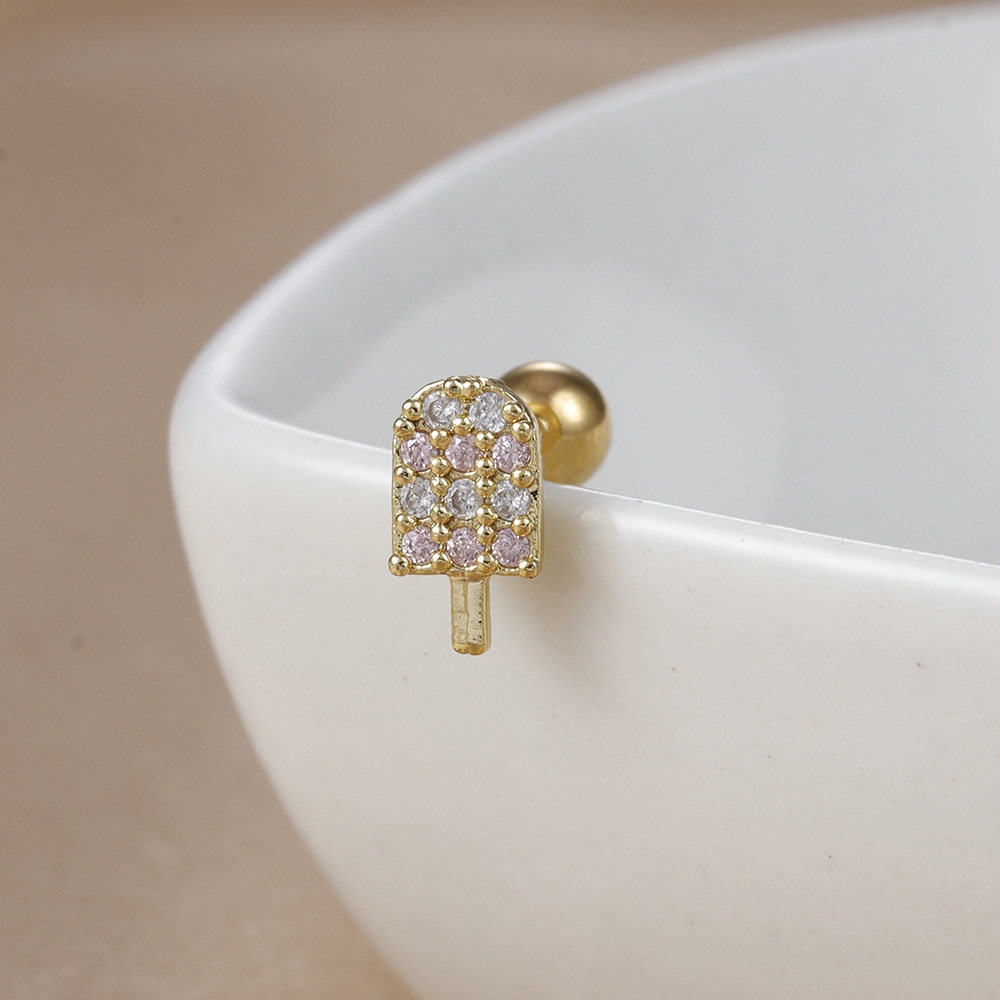 6g Weight straight barbell Piercing needle type spike Piercing ball type 18K Gold Plated Plating Material Zircon Inlay Material Ear Studs Classification Ear Cartilage Rings & Studs Piercing Type 1 Piece Quantity Daily, Street Occasion 304 Stainless Steel Material Ice Cream, Heart Shape, Candy Pattern Women's Gender Inlay Design IG Style Style 1 Piece Ear Cartilage Rings & Studs IG Style Ice Cream Heart Shape Candy 304 Stainless Steel Zircon 18K Gold Plated 11