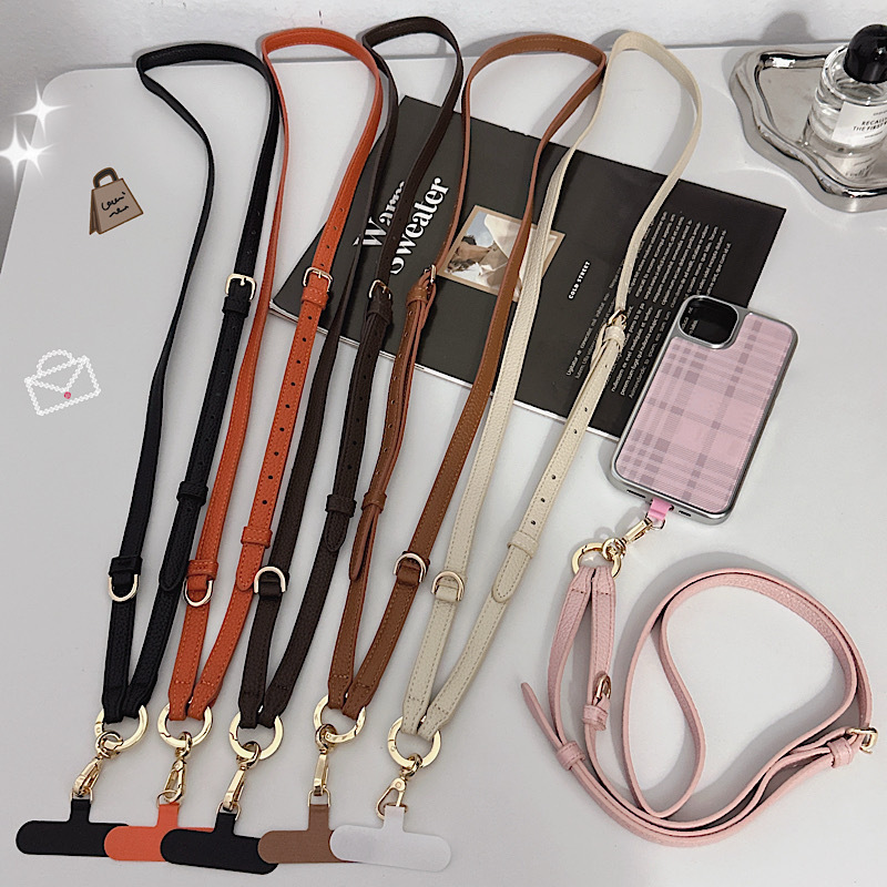 Bag with Shoulder Strap, Adjustable Leather Cord Mobile Phone Chain, Diagonal Simple Men's and Women's Durable Mobile Phone Case Lanyard, Work Badge Small Bag