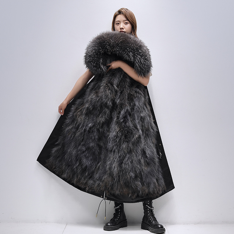 Parker Women's 2026 Winter New Fur Coat with Detachable Fox Fur Lining, Integrated Fur and Leather Coat