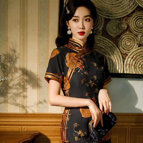 Retro Chinese Dress oriental old shanghai Qipao long high split sexy wind restoring ancient ways ms cheongsam of the republic of China favors party dress 