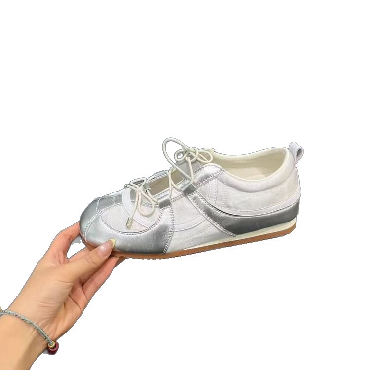 5cm Height Increasing Sweet Girl German Training Women Genuine Leather Korean Style Sports Ballet Mary Jane Silver_vogvips.com