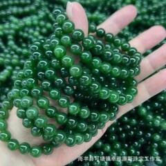 原鉱和田玉碧玉8m手串ほうれん草緑帯黒点diy円珠メーカー直供玉ブレスレットビーズ