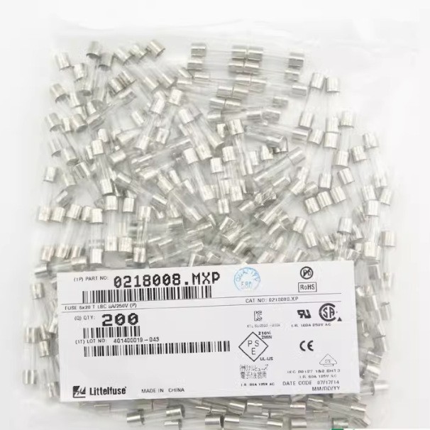 原装力特 0218008.MXP 参数 8A 250V 5*20 慢断熔玻璃保险丝管现