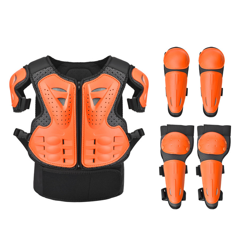 Children's Motorcycle Armor, Knee Pads, Elbow Pads, Chest Vest, Anti-Fall Bicycle Armor, Five-Piece Set Wholesale