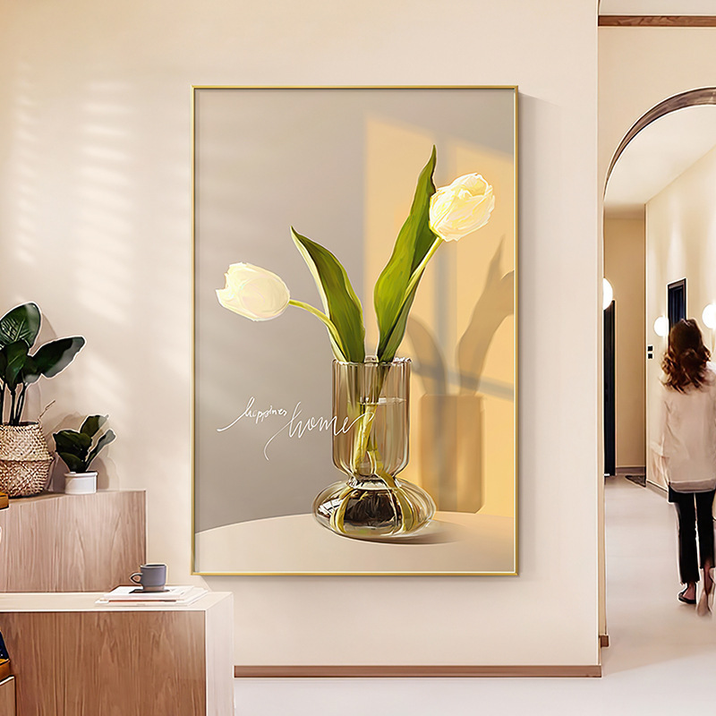 客厅走廊过道光影壁画卧室挂画治愈系植物静物北欧玄关装饰画