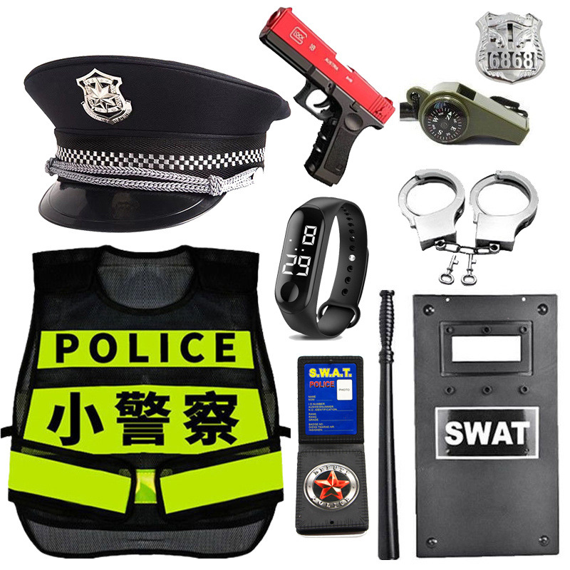 小警察套装儿童玩具枪战装备特种兵特警男孩子冲锋枪吃鸡全套仿真