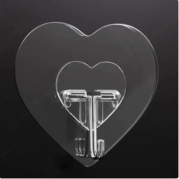 Transparent heart-shaped hook