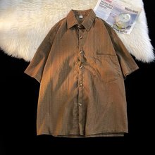 日系复古小众设计垂感短袖衬衫男潮牌民族风痞帅休闲男士衬衣外套