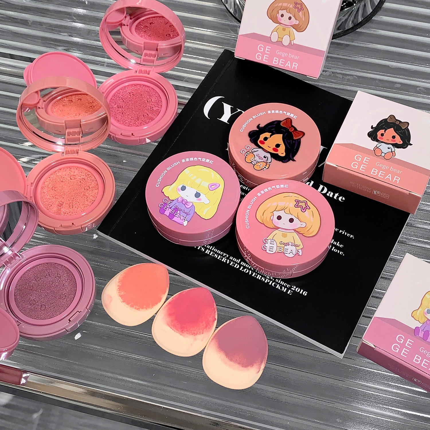 Gege oso cojín de aire Blush reparación natural Daily girly sentido buscar blanco rosa Blush placa