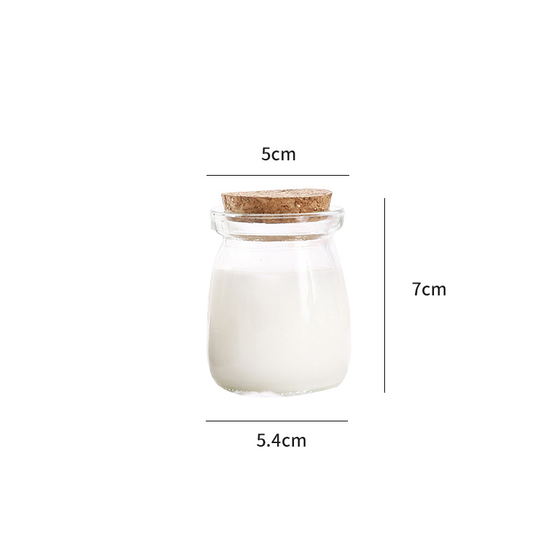 Botella de pudín de tapa de madera de bayoneta de 100ml jarra de vidrio transparente resistente a altas temperaturas gelatina de doble piel sellada latas de alimentos