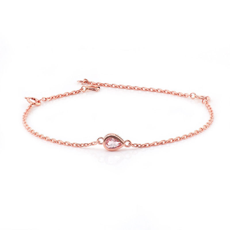 10K rose gold moissanite bracelet micro-inlaid pear-shaped bracelet chic fashion all-match bubble bag inlaid bracelet for women