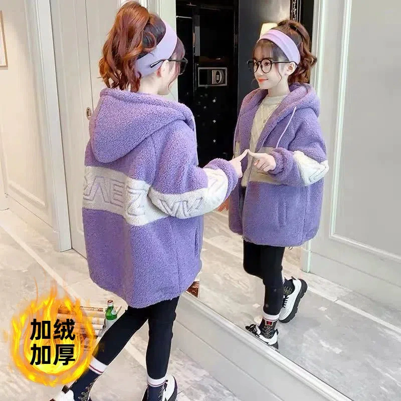 Новинка 2022, пальто для девочек из овечьей шерсти, Детская Хлопковая осенне-зимняя одежда в западном стиле, утолщенный шерстяной свитер для маленьких девочек