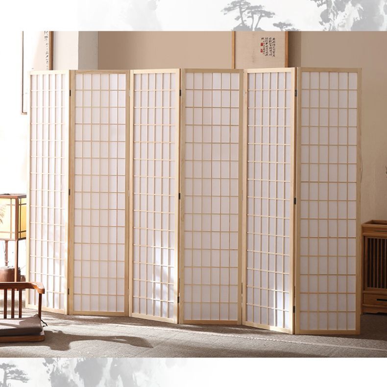 Japanese-Style Screen Partition for Living Room, Simple Modern Folding Mobile Office Entrance Solid Wood Lattice Photo Prop