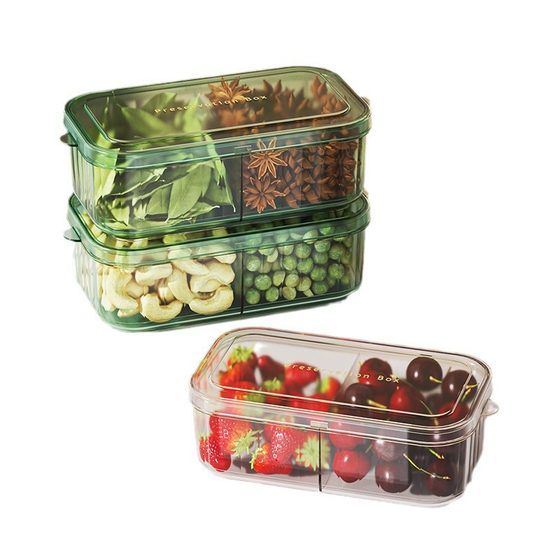 Household Fresh-keeping Box Double-compartment Food Storage Non-flavor Refrigerator Refrigerated Vegetable and Fruit Fresh-keeping Multifunctional Lunch Box