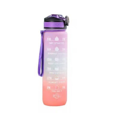 Fabricante en stock transfronterizo 1000ML caldera de rebote gradiente taza de agua escala portátil paja TRITAN taza deportiva