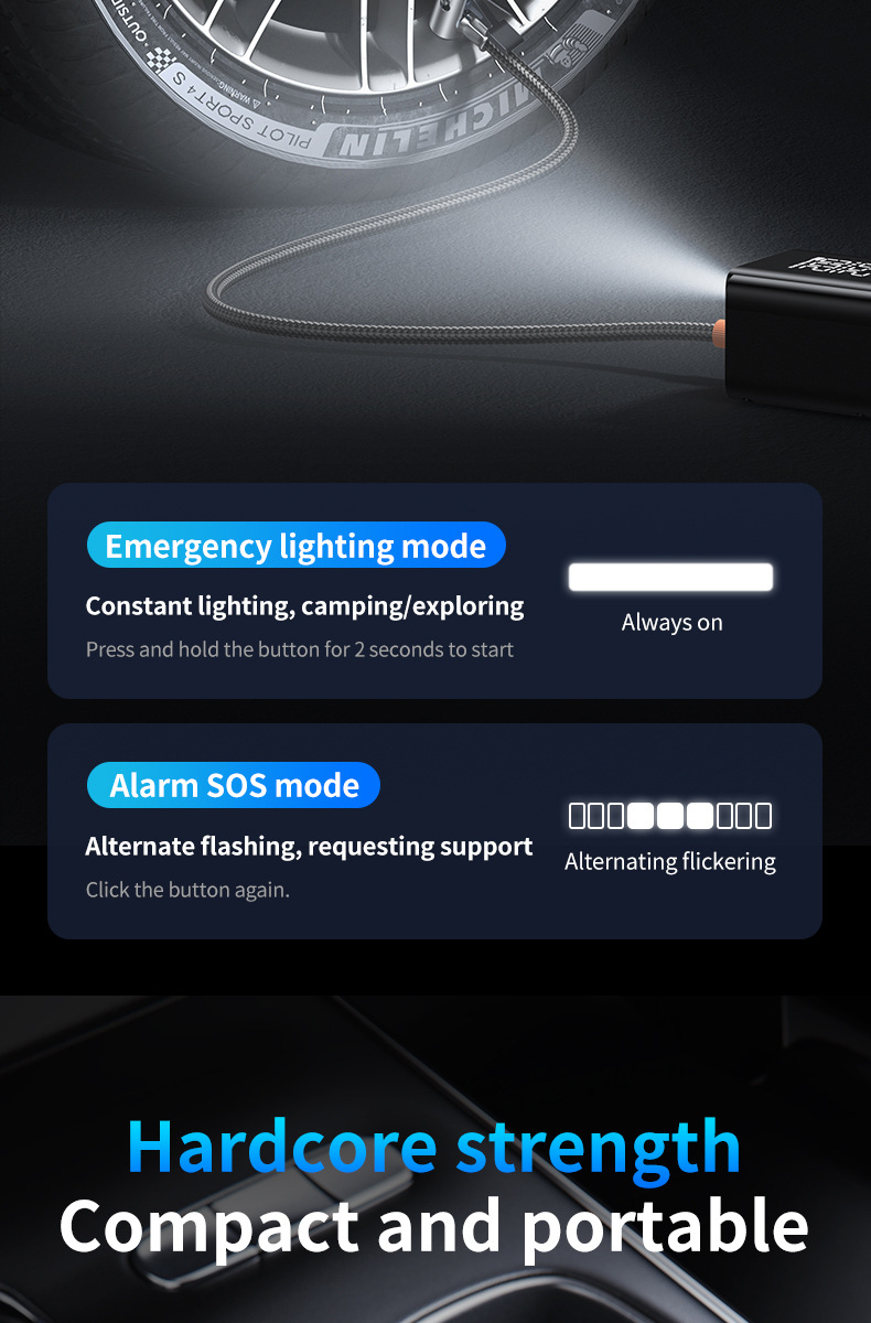 Jump Starter is a cross-border car emergency starting power supply all-in-one device with an air pump and portable car power bank