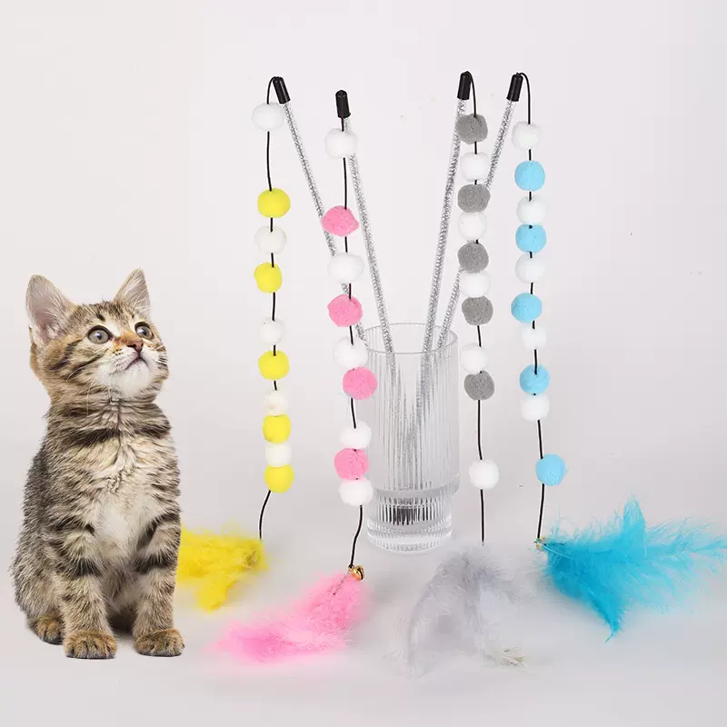 网红新款逗猫玩具宠物厂家毛球串宠物用品逗猫棒仙女棒