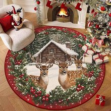 圣诞节跨境热卖地毯客厅加厚隔凉圆形水洗底仿羊绒地毯耐脏易打理