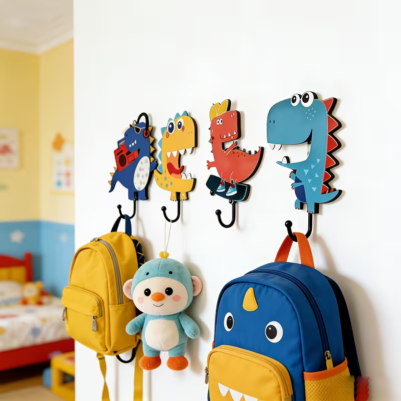 Claves de madera retrógrada percha de almacenamiento gancho puerta de entrada casa dormitorio sala de estar decoración de pared artesanía mural image 3