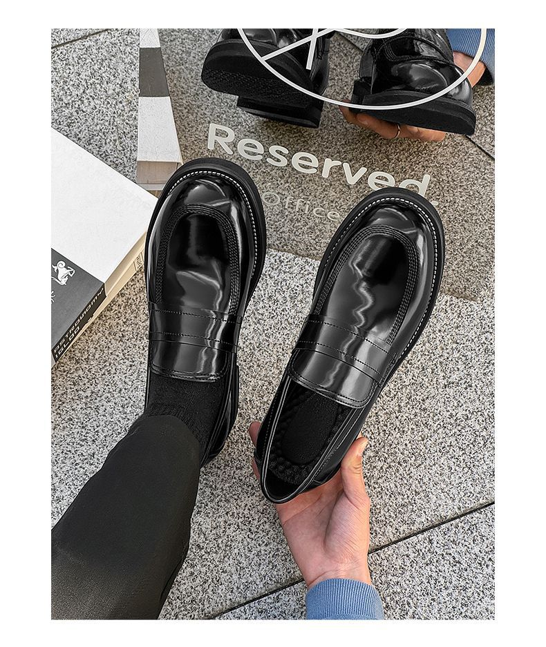 Mocassini casual da uomo ShoeVault in pelle con suola spessa, stile britannico alla moda, slip-on con rialzo, adatti per il lavoro e l'ufficio_voghion.com