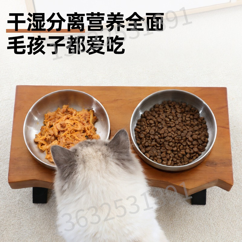 Soporte de Madera para Comedero de Mascotas para Perros y Gatos
