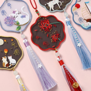 Cross-Border Foreign Trade Douyin Dropshipping Peace Amulet Handmade Embroidery DIY Material Kit Self-Embroidery Suzhou Embroidery Double-Sided Embroidery Peace Blessing