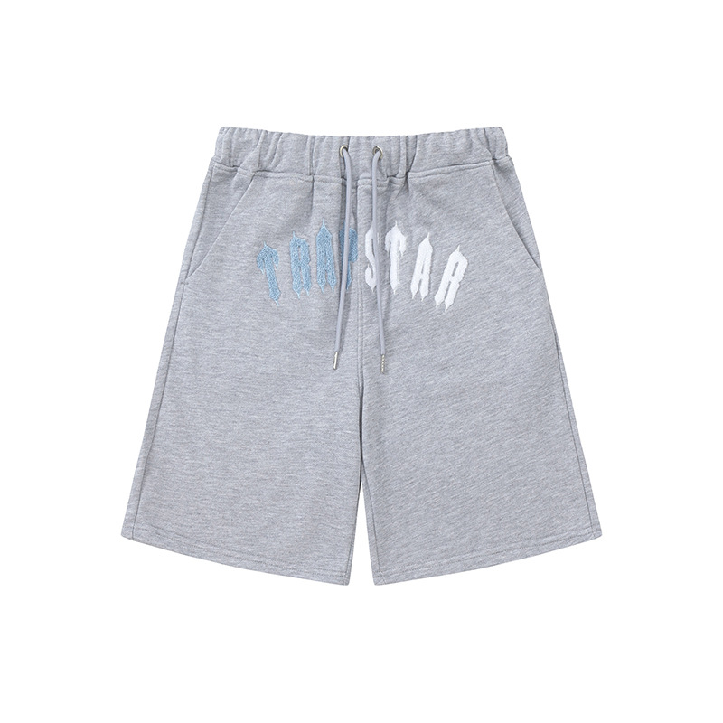 American Trapstar Letras Blanco Azul Toallas bordadas Casual Shorts Hombre y Mujer Deportivo Pantalones Marca image 20