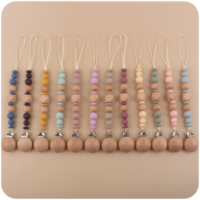 Nuevos suministros para bebés intervalo octogonal perlas Cadena de pezón calmante bebé mordedura molar Cadena de pezón cadena anti-caída