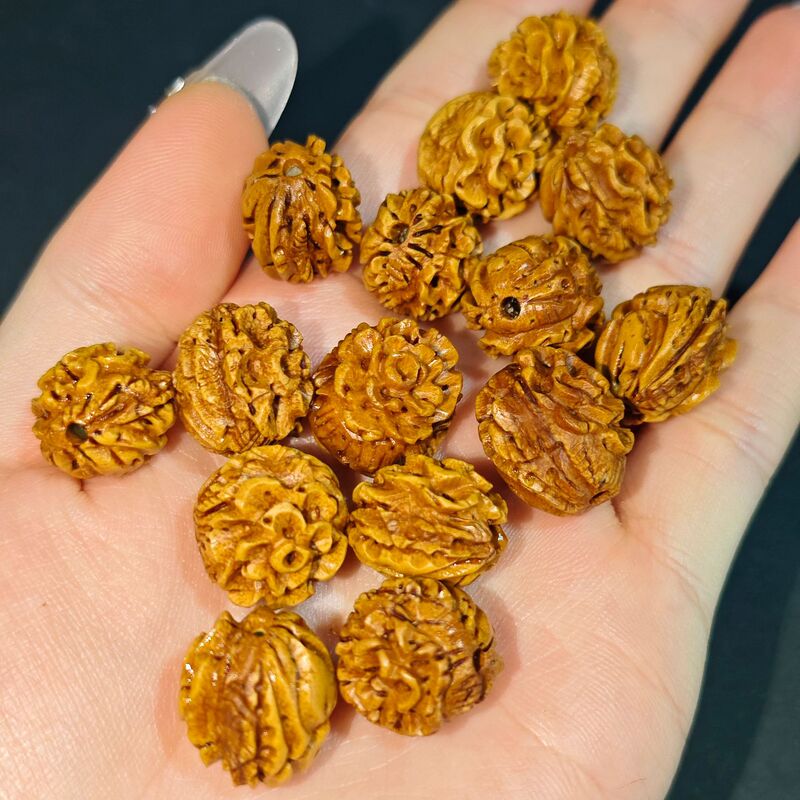 桃核雕刻桃篮配珠手串儿童吊坠手工diy手链材料桃核长命锁福字锁|undefined