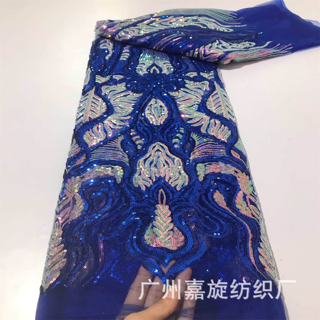 Malla de poliéster africano lentejuelas encaje europeo y americano DIY elegante vestido de novia vestido etapa rendimiento ropa tela JX3957 image 10