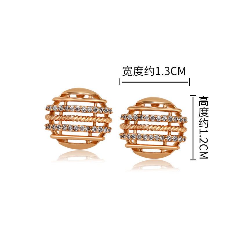 Xupe de la joyería de malla redonda con incrustaciones de circonio Stud pendientes mujer chapado 18K de oro de moda transfronteriza pendientes de la joyería al por mayor