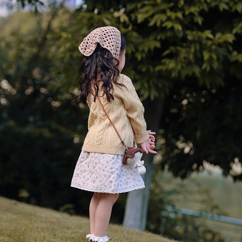 Bolsas de decoración para niños no pueden abrir dibujos animados lindos hongos bebés mochilas de hombro productos acabados ganchos de lana bolsa colgante