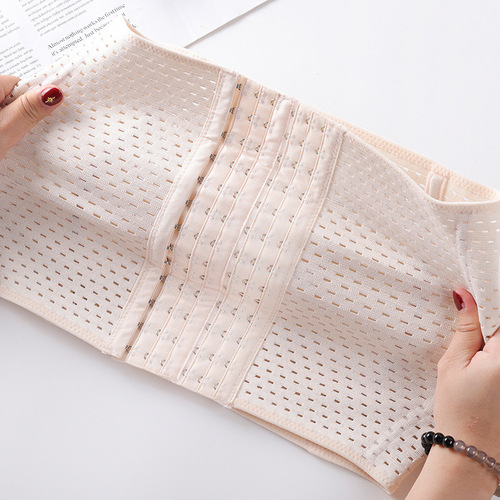 Six-breasted abdominal girdle elastic shapewear hollow breathable postpartum corset sports fitness girdle