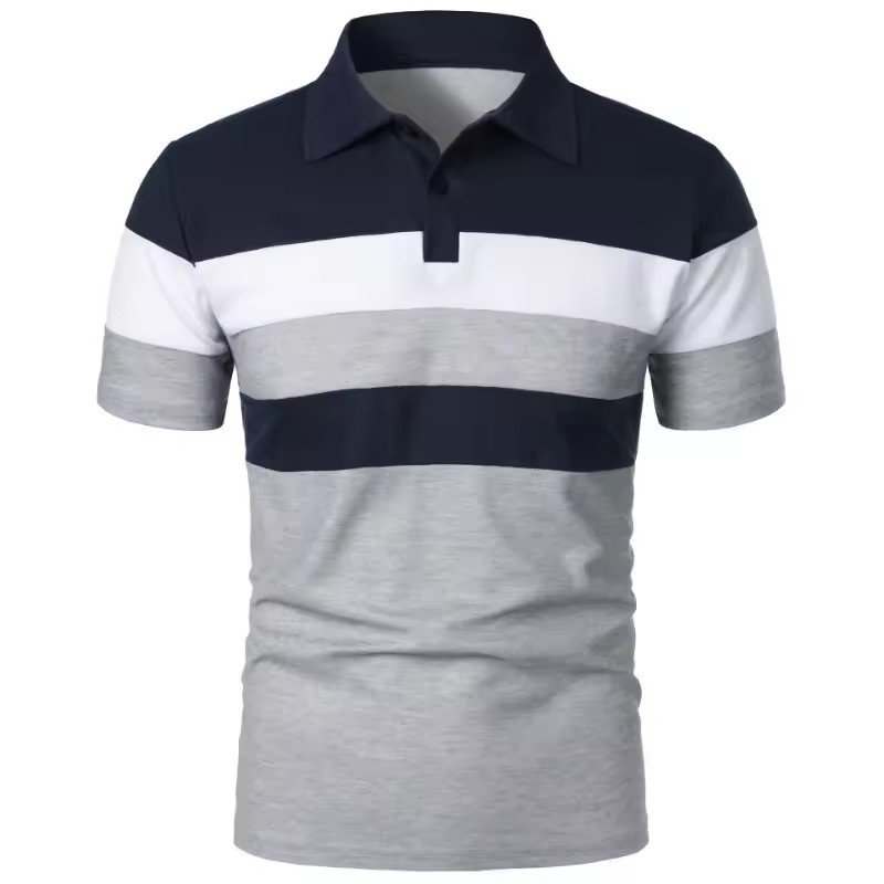 Camisa de polo deportiva para hombre con estampado digital 3D a rayas, camiseta POLO suelta de manga corta de tamaño europeo de verano 2024